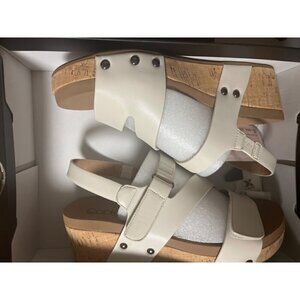 nwt ivory wedge heel sandals by corkys in ivory white